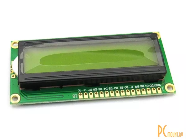 Модуль с одноцветным (зеленый) ЖКИ дисплеем 16х2 Character, LCD1602B
