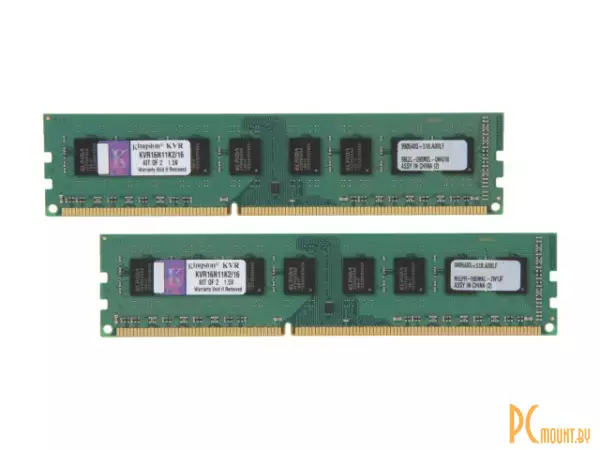 Память оперативная DDR3L, 16GB, PC12800(1600MHz), Kingston KVR16LN11K2/16