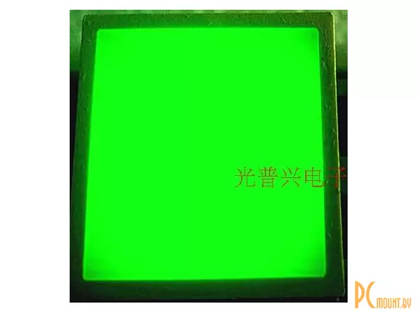 Индикатор светодиодный, квадратный, 27x27мм, зеленый, фон зеленый
