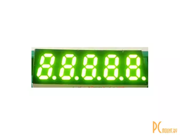 Индикатор светодиодный 7-сегментный 3521BG, 0.32", 5 знаков, зеленый, общий анод