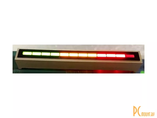 Линейка светодиодная (индикатор шкальный) 5807GYH, 12 сегментов, зеленый 4, желтый 4, красный 4