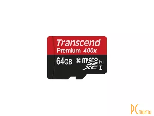 Карта памяти MicroSDXC, 64GB, Сlass 10, UHS-I, Transcend (TS64GUSDU1) + адаптер Retail