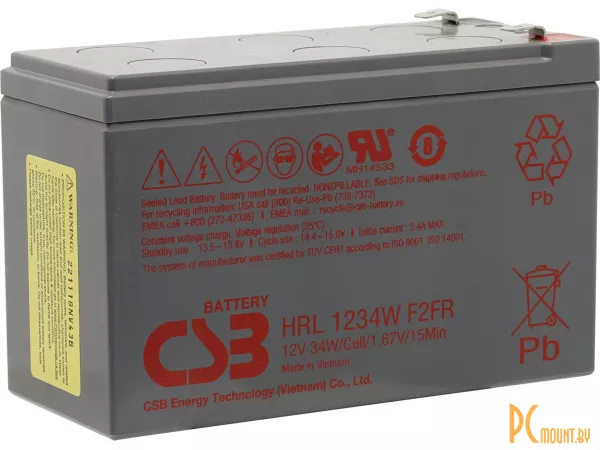 Источник бесперебойного питания UPS Аккумуляторная батарея CSB HRL 1234W F2 FR 12V/9Ah срок службы до 10 лет
